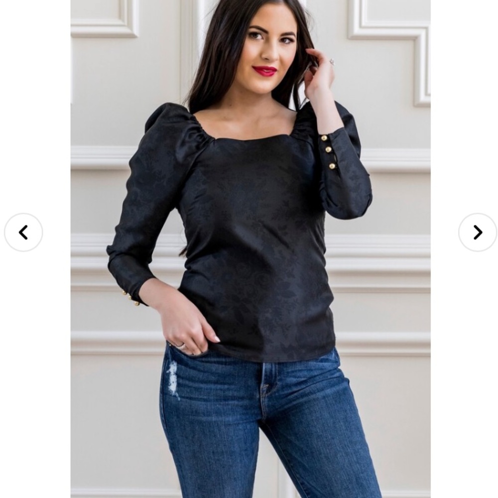 Rachel Parcell Puff Sleeve Blouse Black